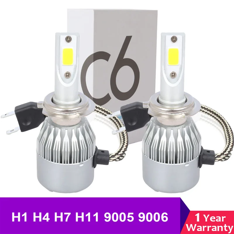2x H7 светодиодный H11 H4 Hi/Lo H1 H8 H9 HB2 HB3 HB4 9003 9005 9006 автомобильные лампы для фар COB 12V 24V C6