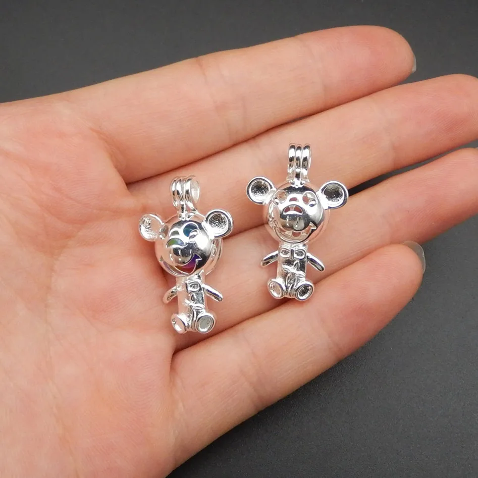 Яркая Серебряная подвеска в виде мыши и жемчуга 10 шт ароматический масляный