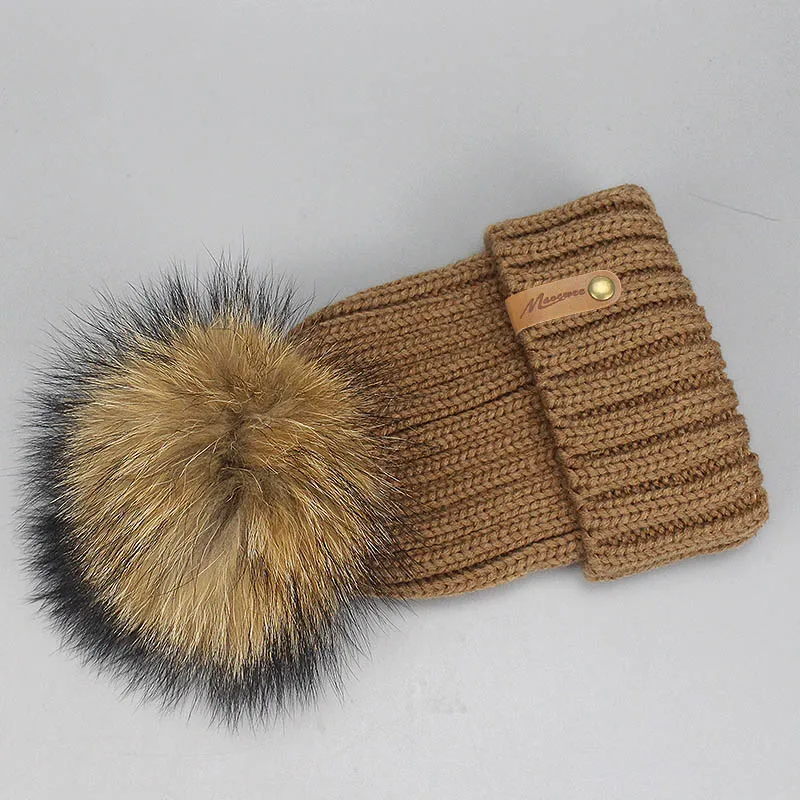 O Wholesale Mink And Fox Fur Ball Cap Pom Poms Winter Hat For Women Girl 'S Hat Knitted Beanies Cap New Thick Female Skullies - Цвет: O