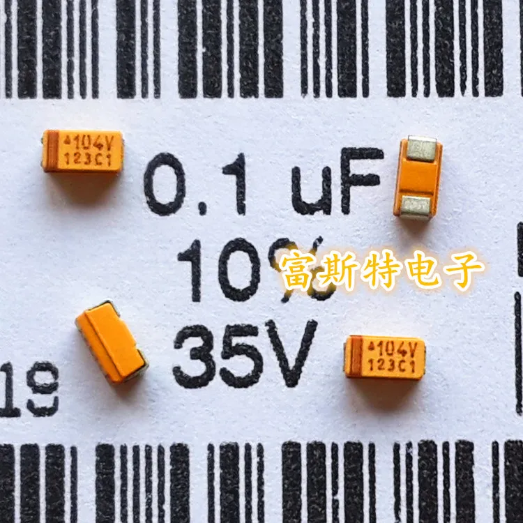 100 шт./лот SMD Танталовый конденсатор 104 в 0 1 мкФ 35 A Тип 3216/1206 танталовый