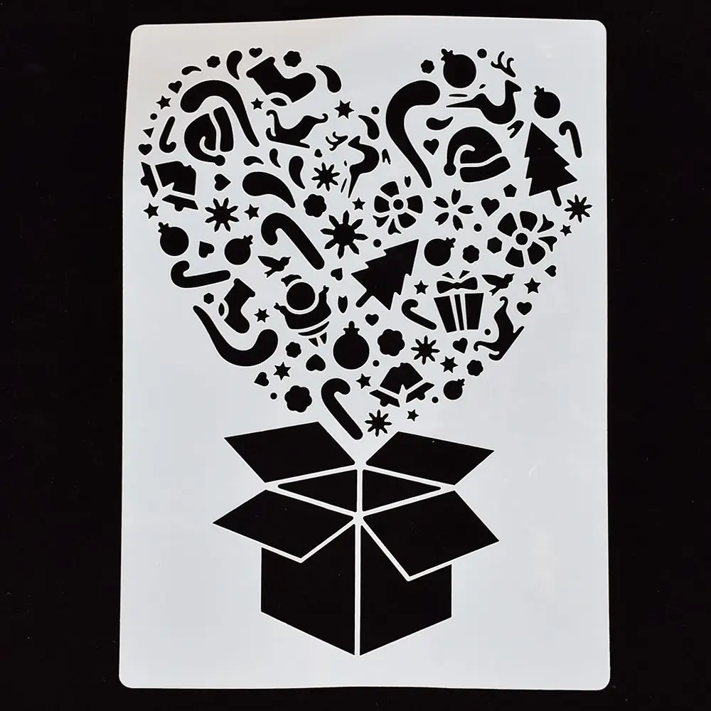 1 шт. Рождественский домик в форме сердца многоразовые трафареты аэрограф