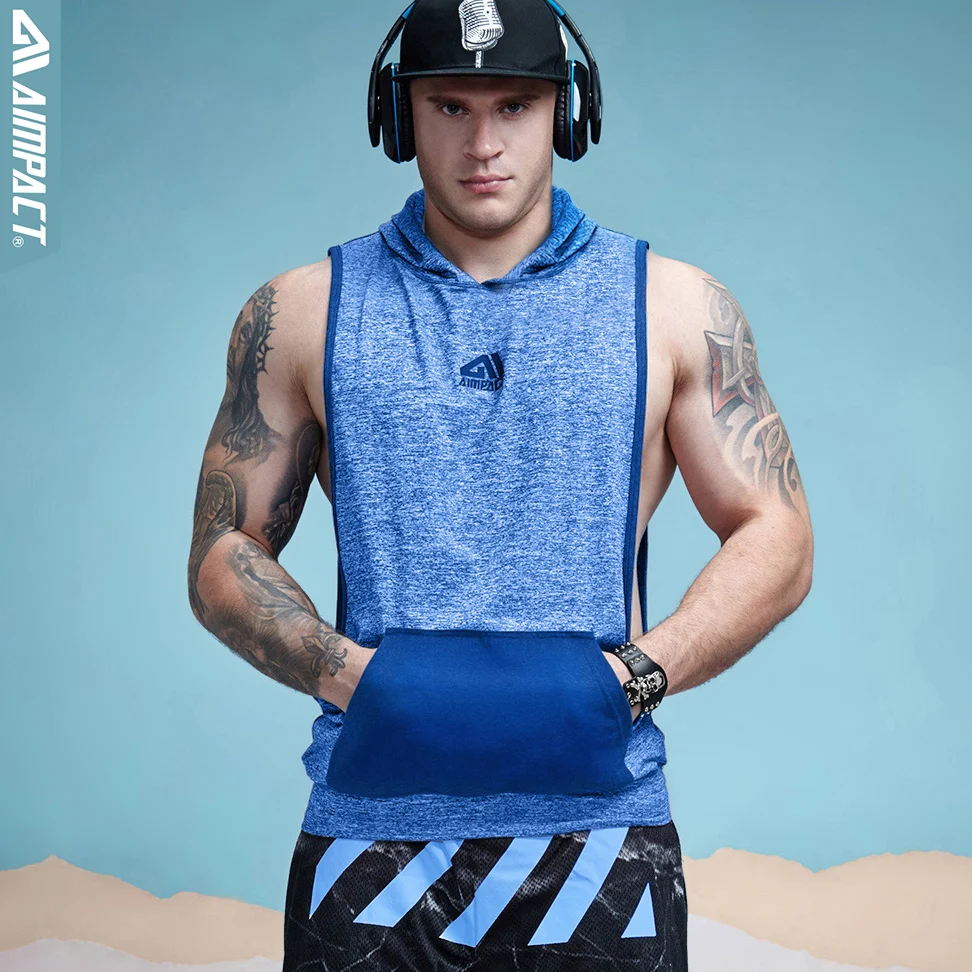Aimpact мужская майка с капюшоном для фитнеса бодибилдинга тренировка Кроссфит топ