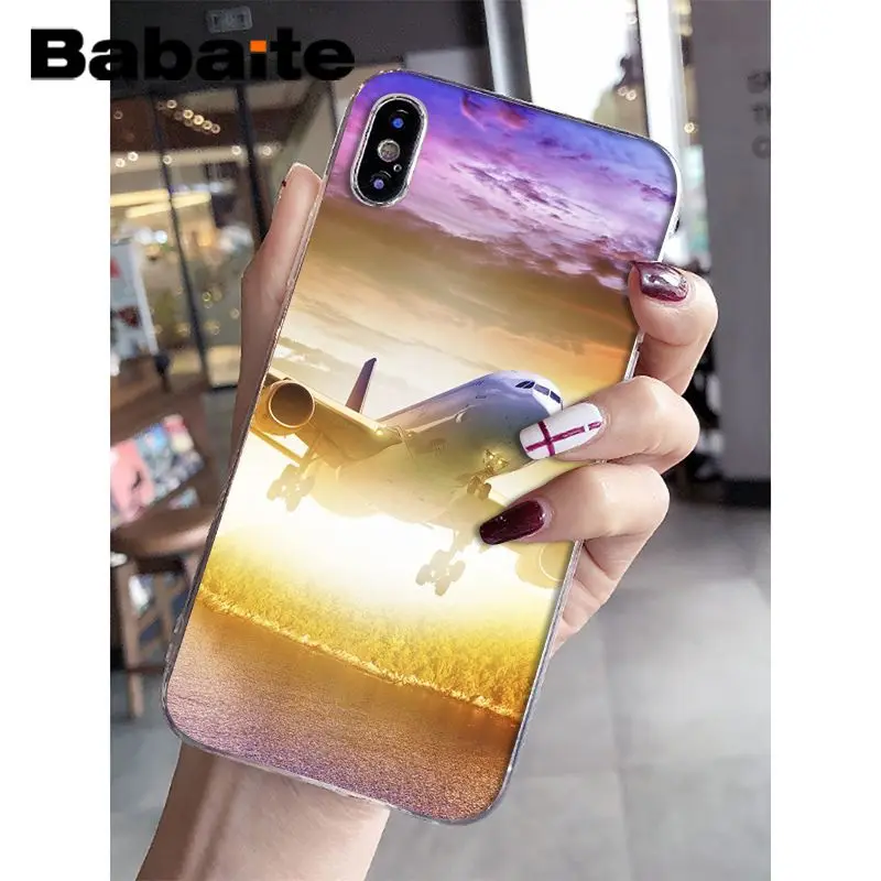 Babaite самолет рассвет самолет прибытие Прозрачный чехол для телефона для iphone XS Max 6 6S 7 7plus 8 8Plus 5 5S XR