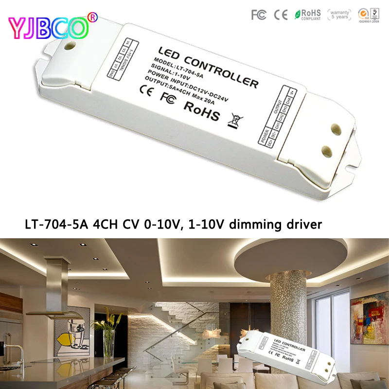 LTECH LT 704 5A DC12 24 V 4CH CV 0 10 1 10V to PWM затемняющий драйвер X 4 CH MAX 20A для Светодиодная лента