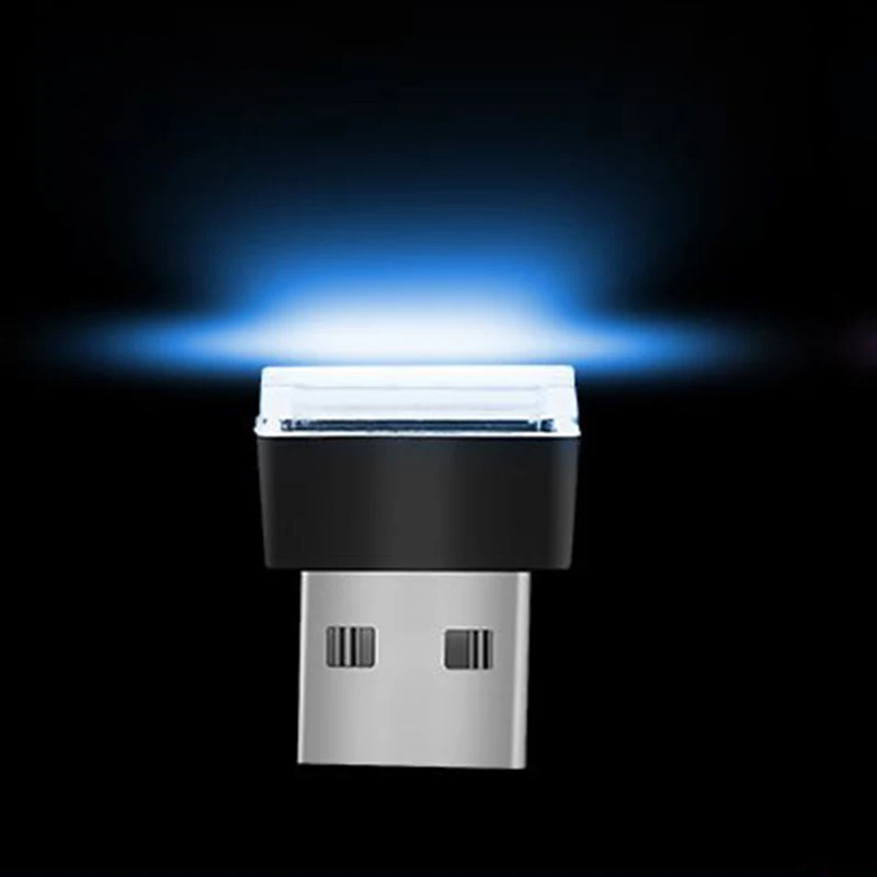 USB светодиодный ночной Светильник для салона автомобиля, нижняя лампа для Volkswagen Skoda Octavia Fabia Rapid Superb Yeti Roomster - Название цвета: Синий