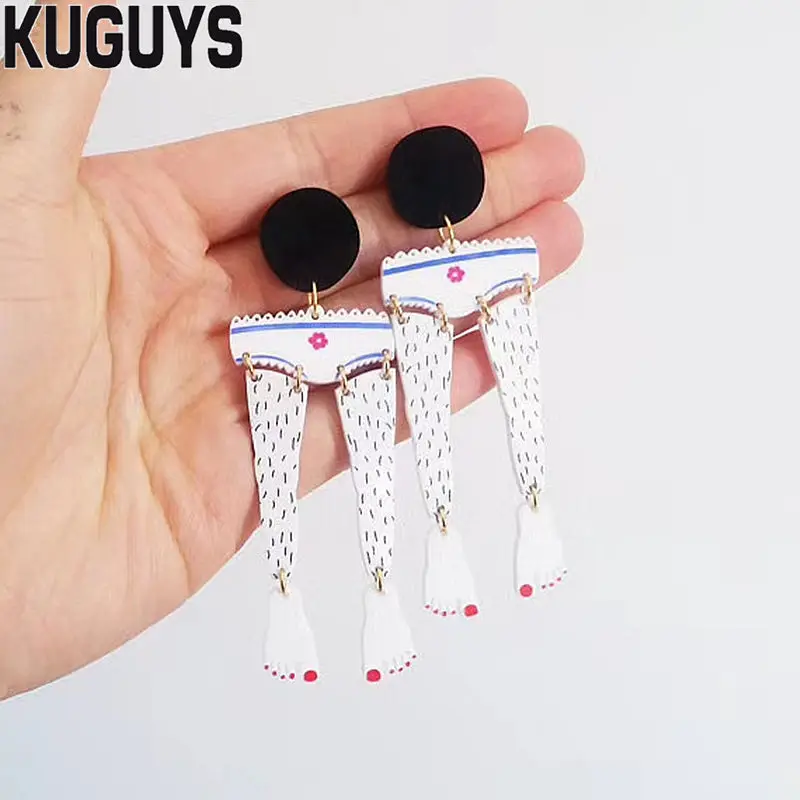 Женские серьги-подвески KUGUYS акриловые длинные серьги с кисточками хип-хоп трусы