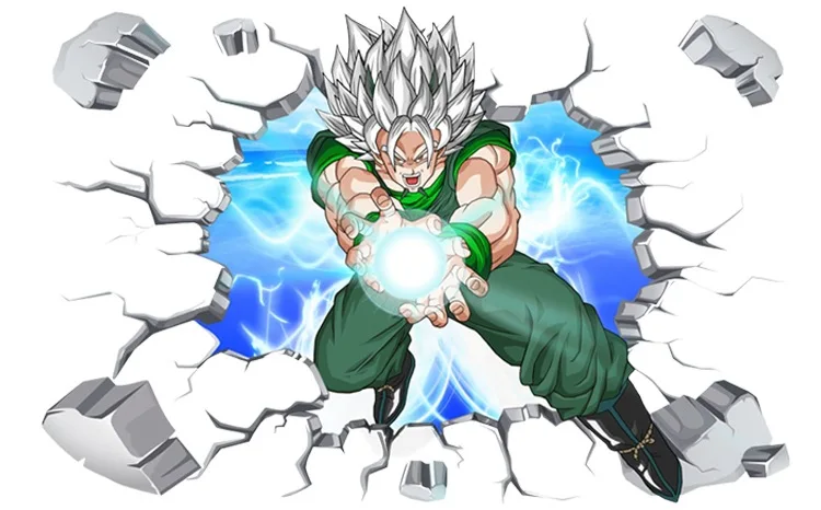 Синий 3d dragon ball настенные наклейки для детских комнат Съемные поддельные окна мультфильм аниме наклейки на стены домашний декор - Цвет: Синий