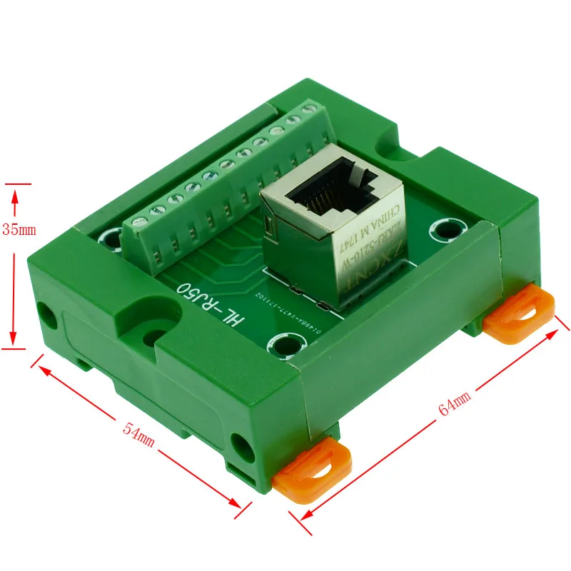RJ50 10P10C DIN Rail Mount интерфейсный модуль вертикальный разъем. к винтовому клеммному