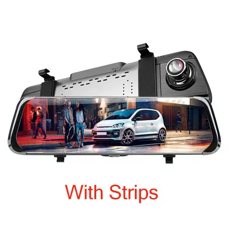With Strips ANSTAR Full HD 1080P Автомобильный видеорегистратор 10 ''камера заднего вида с двойным объективом видеорегистратор регистратор видеокамера ночного видения видеорегистратор - Название цвета: With Strips