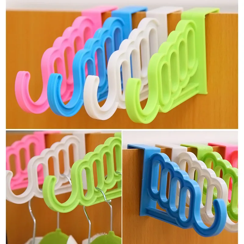 Hot Multi-Function Home Accessories Foldable Clothes Hanger Drying Rack 5 Hole Suit Bathroom Door Plastic Organizer MDD88 | Дом и сад