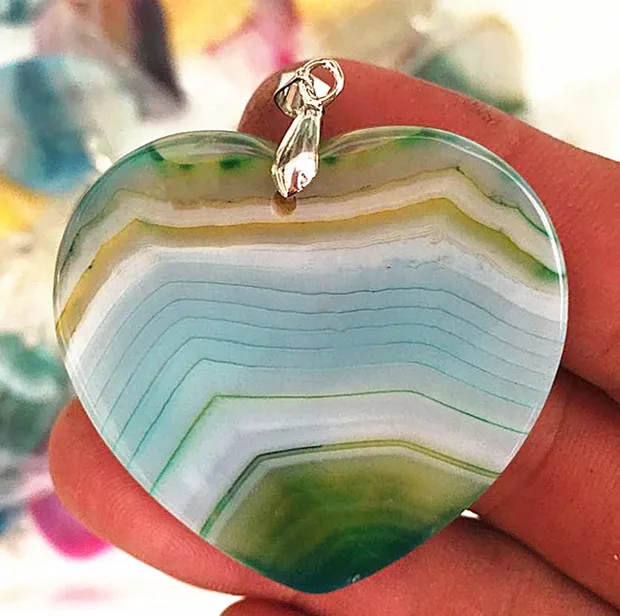 perfect!!!!!!50mm Natural quartz crystal yellow bar agate made heart-shaped pendant ++ delicate sling | Дом и сад