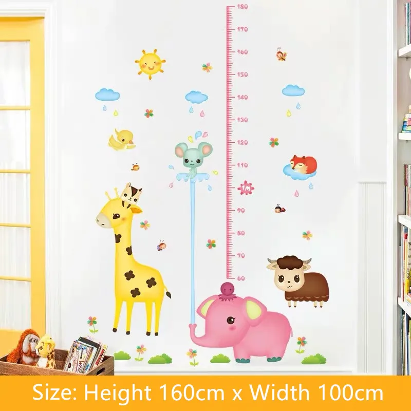 3D мультфильм детей Рост большие наклейки на стену в виде слона Жираф наклейка с