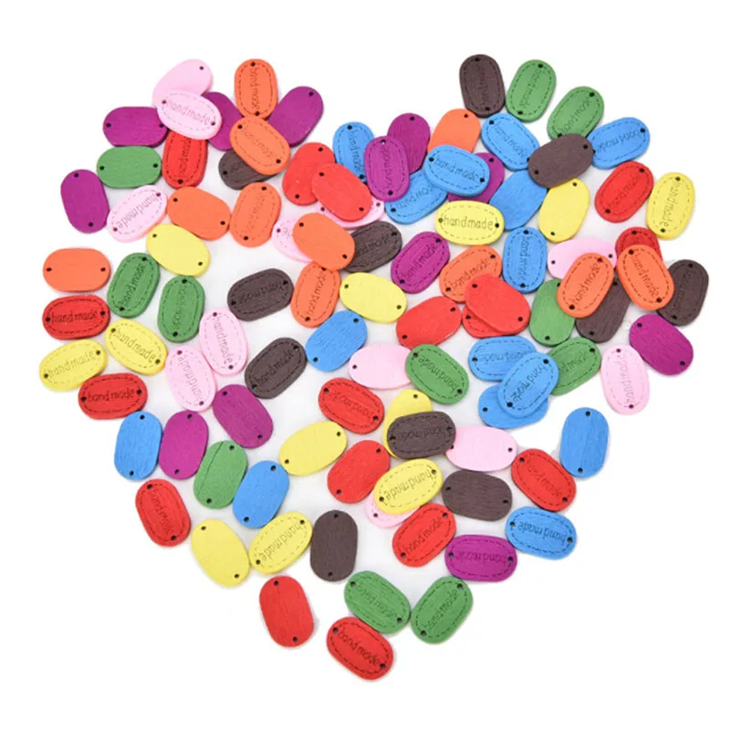 Красочные Случайные Смешанные шаблон ручной работы бренд 2 отверстия деревянные