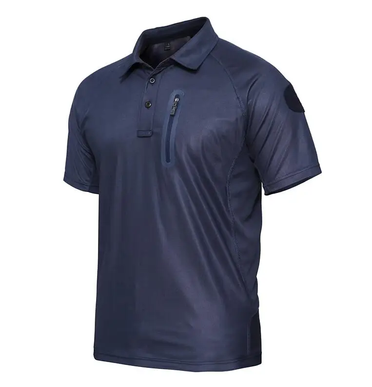 Navy blue Мужские тактические рубашки поло дышащие для страйкбола армейский боевой рубашки поло быстросохнущая Работа Охота Военная рубашка плюс размер 3XL - Цвет: Navy blue