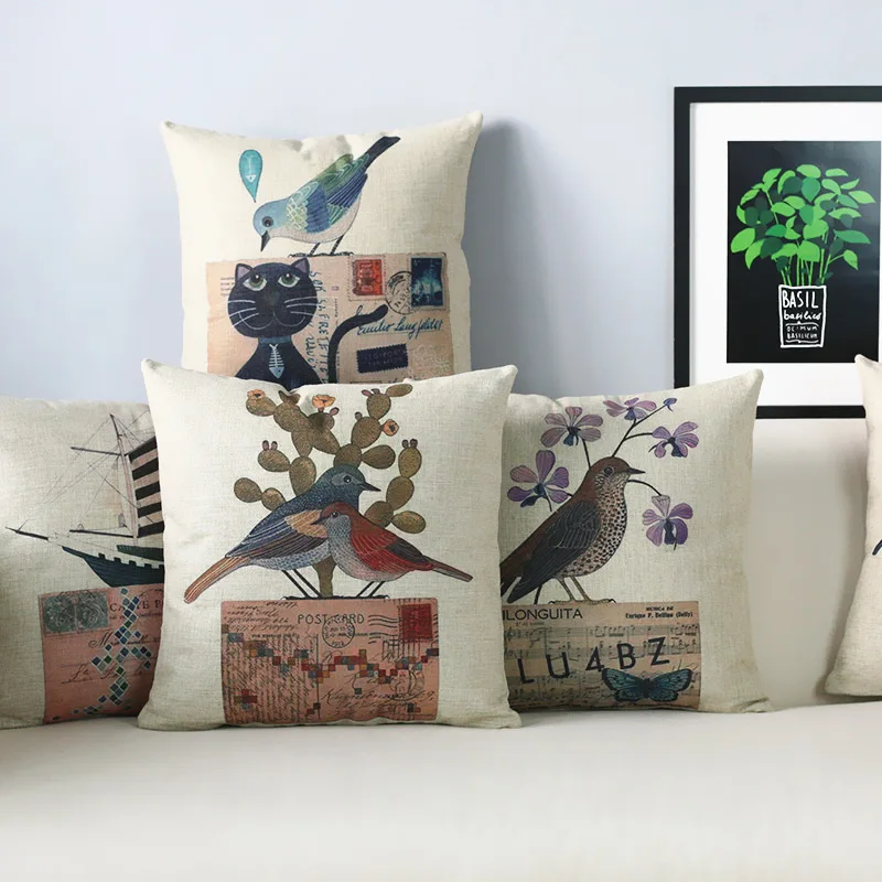Американская идиллическая деревенская подушка с птицей s Ретро для птиц