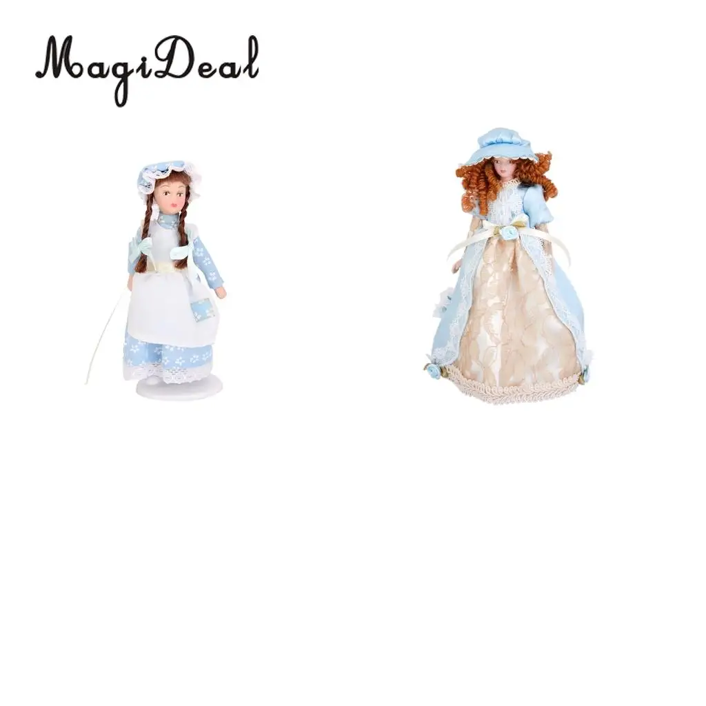 MagiDeal, 1 шт., 1/12, кукольный домик, миниатюрные фарфоровые куклы, плетеные волосы, маленькая серванта, девочка, w подставка для украшения спальни, детские игрушки, 2 вида
