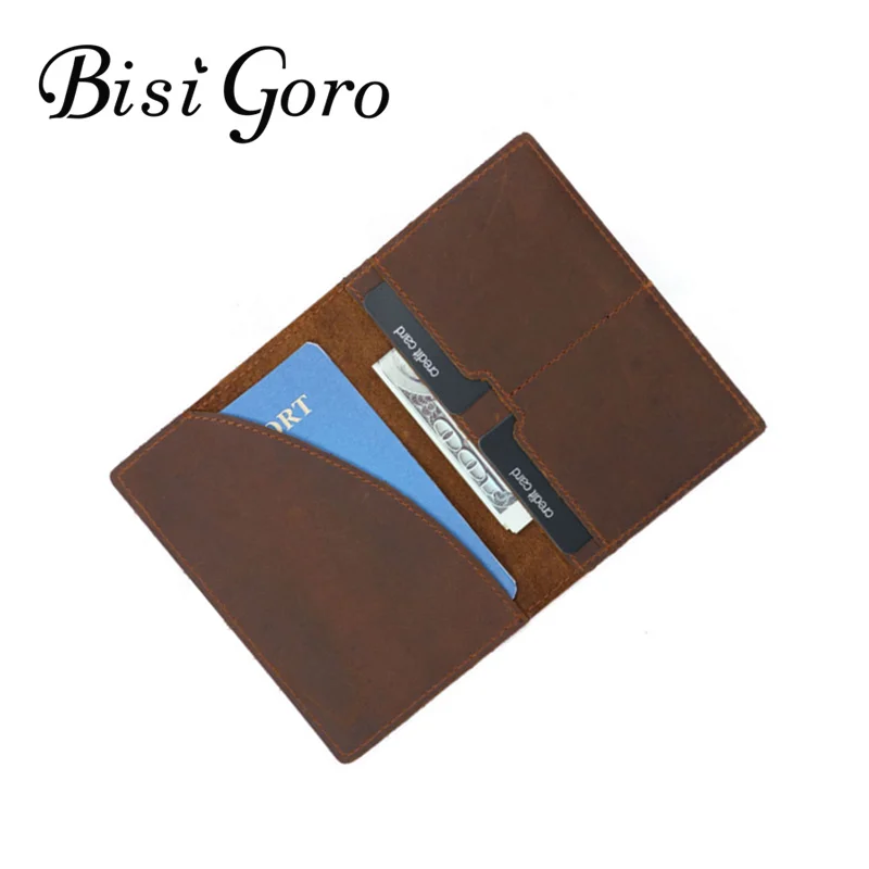 Обложка для паспорта Bisi Goro 2021 из натуральной кожи винтажная Crazy Horse мужчин и