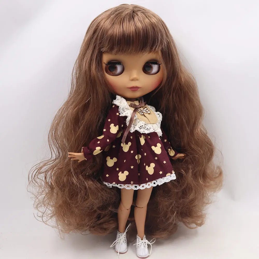 Ледяной DBS Blyth кукольные нет. BL9158 каштановые волосы с челкой шарнирное тело черная