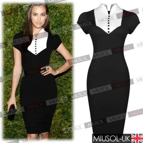 Black White Short Sleeve Summer Women stitching Wrap Vestidos Pencil Dress Vestido De Festa Plus Size Work Ladies Dresses | Женская