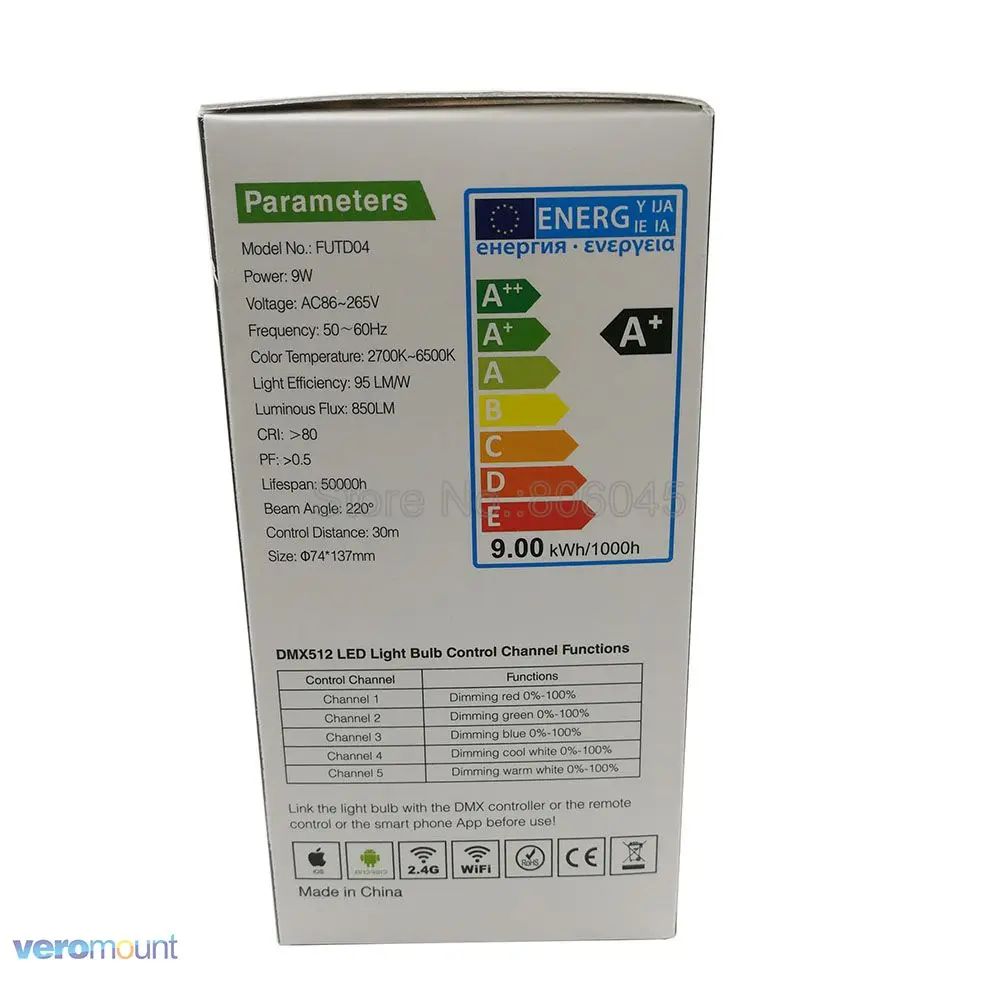 Mi светильник FUTD04 E27 9W DMX512 RGB + CCT Светодиодная лампа освещения DMX 512 светодиодный