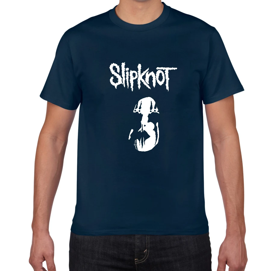 Новая волна американского тяжелого металла Slipknot Футболка мужская металлическая лента хлопок футболка хип хоп Уличная крутая мужская одежда