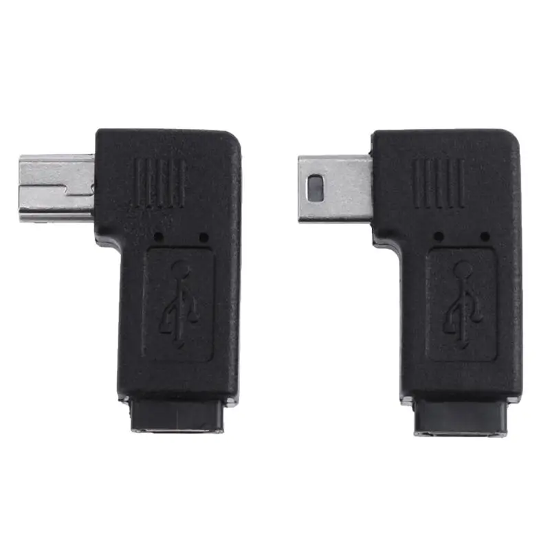 2 шт. микро USB Женский к Мини Мужской адаптер мини Micro разъем левый/правый угол 90