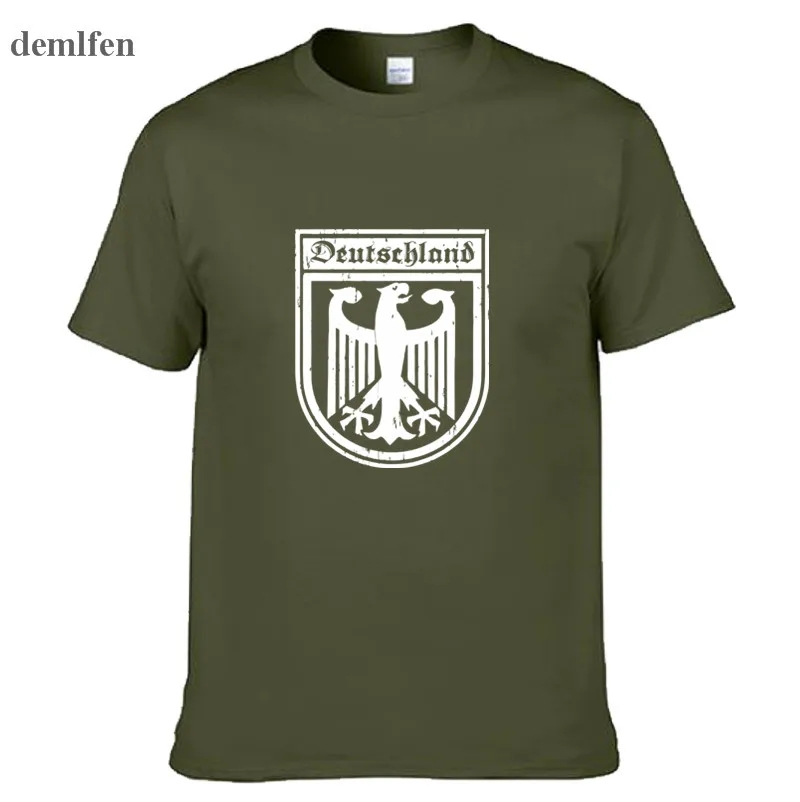 Army green Deutschland немецкий флаг; герб Орел с герба Германии Футболка Мужская Новая мода B человек o-образным вырезом Футболка Harajuku Топы Рубашки - Цвет: Army green