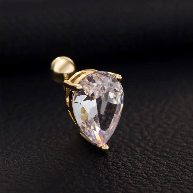 Капли воды розовый/фиолетовый/белый CZ болтаются пупка Бар кольцо позолоченные