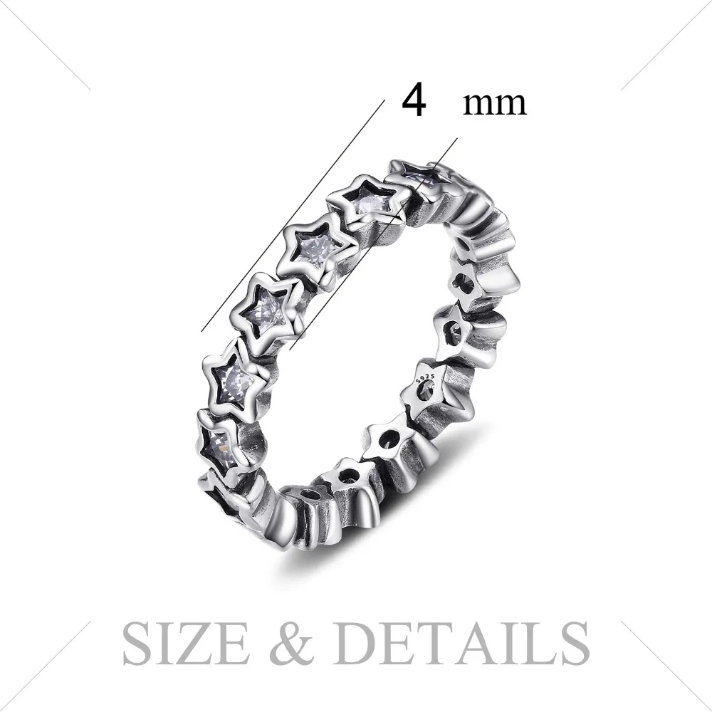 Jewelrypalace 100% 925 пробы серебро Мода звездное небо стекируемые перстни для девочек