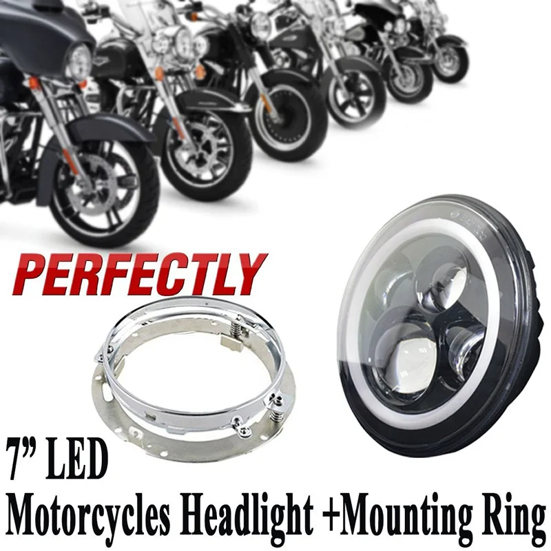1 комплект для Harley motor 7 &quotсветодиодный фара мотоцикла с 7&quot кронштейном