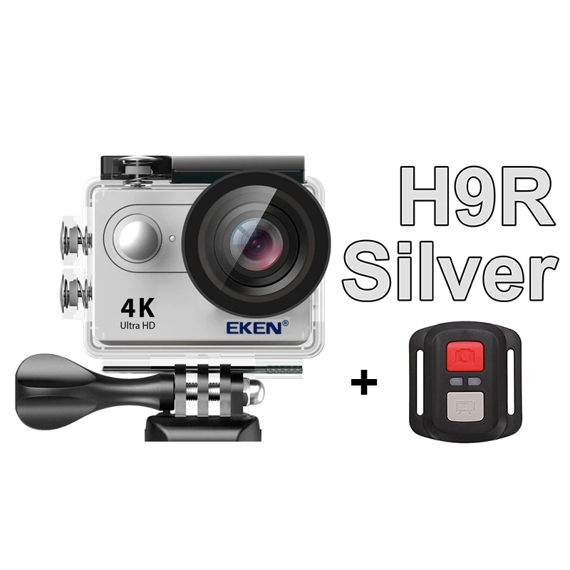 Оригинальная Экшн-камера eken H9R Ultra HD 4K WiFi с 2,4G пультом дистанционного управления 2," экраном 30 м водонепроницаемая Спортивная мини-камера - Цвет: H9R Silver