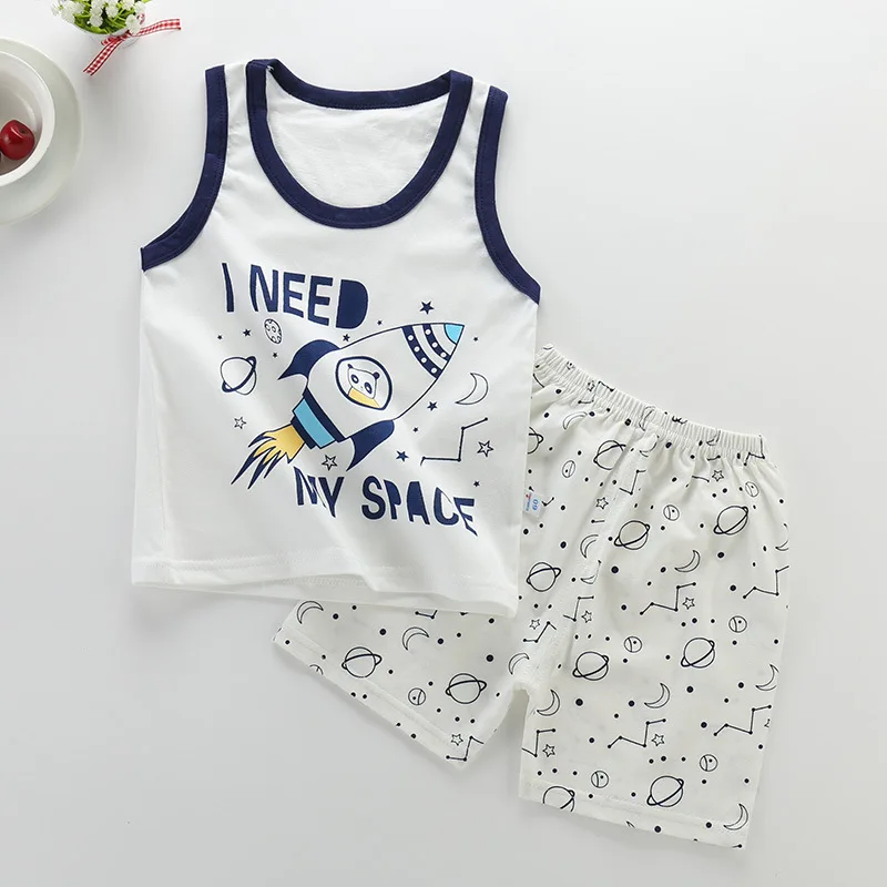 Одежда для малышей в Корейском стиле новый летний костюм-майка маленьких