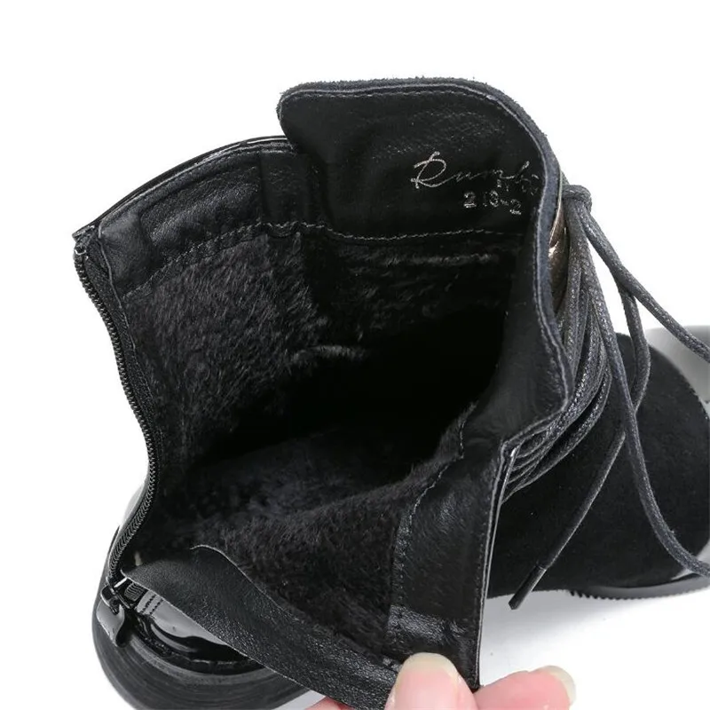 Women Boots Winter Genuine Leather Ankle Lace-up Short Ladies Casual Booties Martin Boot Plus Size 35-43 | Обувь