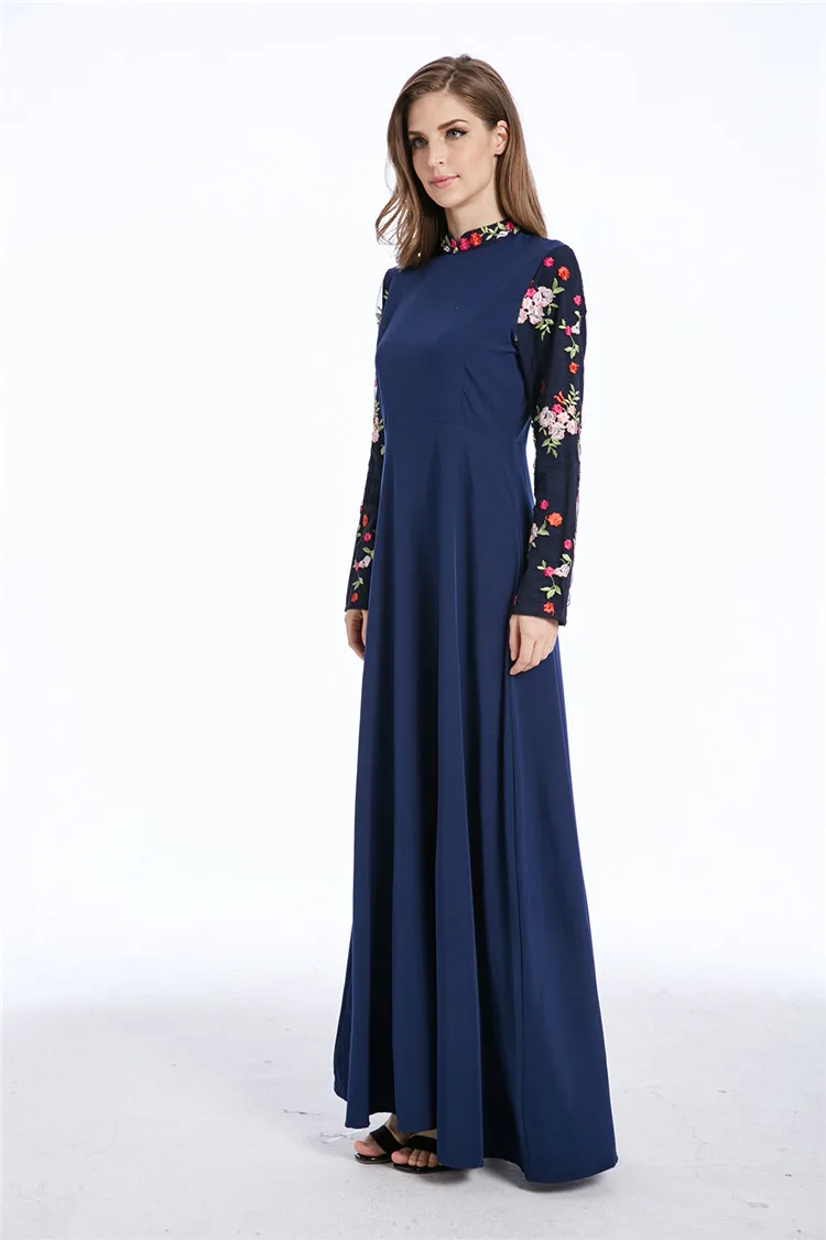Мусульманское длинное платье с вышивкой Abaya кардиган из крепа туника кимоно