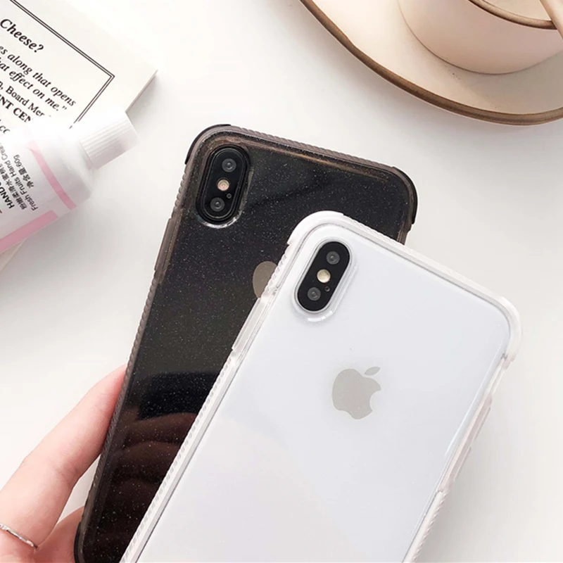 Блестящий порошковый чехол для телефона iPhone X, XR, XS, Max, 8, 7 Plus, 6, 6S Plus, прозрачный мягкий ТПУ противоударный блестящий чехол