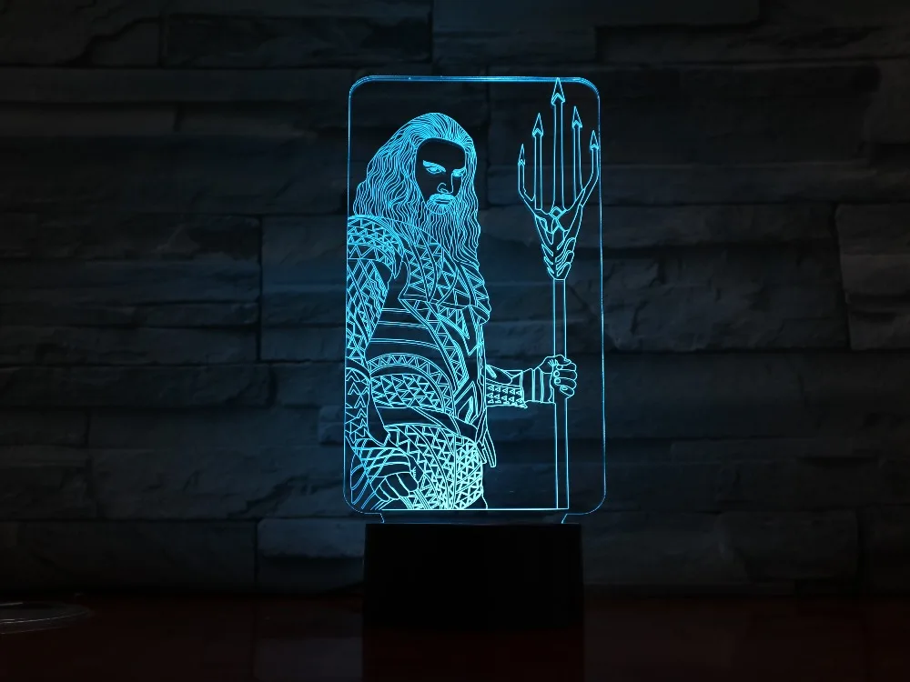 Фильм супергерой Aquaman 5V USB Светодиодная лампа 3D настольная 7 видов цветов