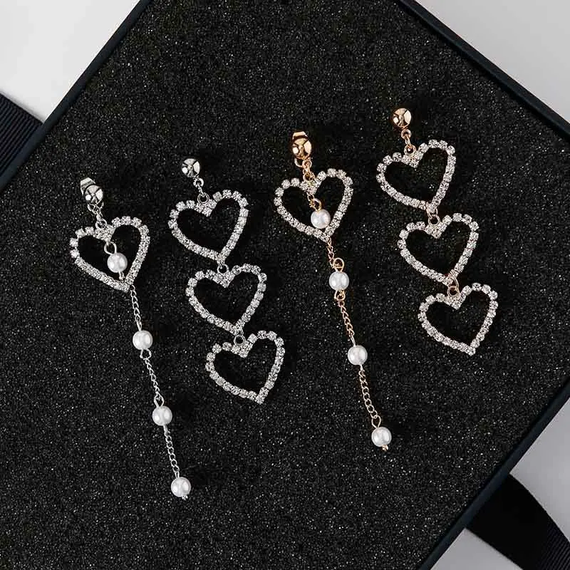1 Pair Women Lady Girl Earrings Ear Stud Drop Pendant Heart Shape Rhinestone Jewelry M8694 | Украшения и аксессуары