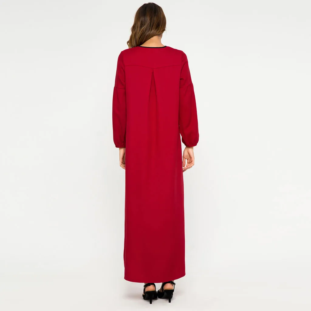 Для женщин элегантные мусульманские кафтан платье красного цвета с бахромой