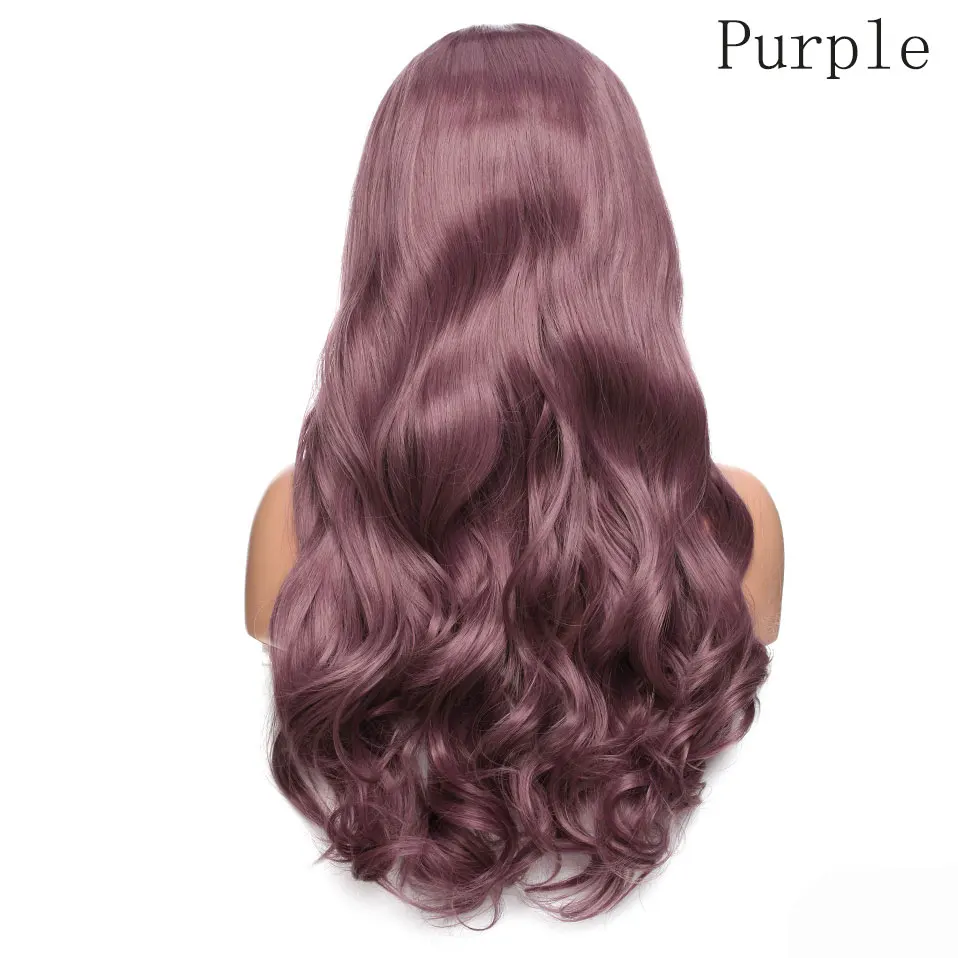purple SNOILITE, 24 дюйма, бразильский кружевной передний парик для женщин, предварительно выщипанные натуральные волосы, парики на голову, синтетический кружевной передний парик, коричневый - Цвет: purple