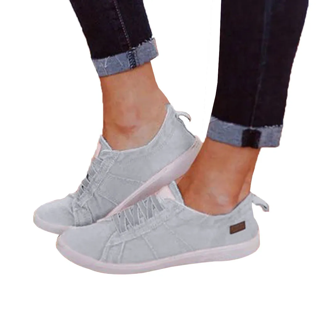 Flat-Bottomed Casual Single Shoes Women's Peas Shoes Summer Beach Blue Gray White Pink Purple Concise Canvas Shoes#G4