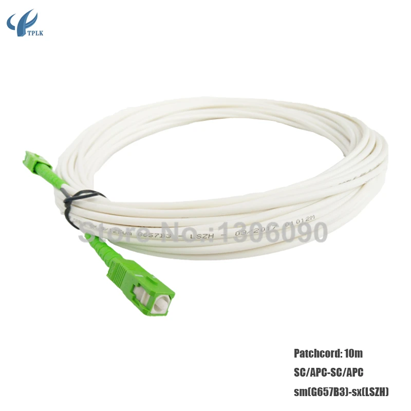 SC/APC Одномодовый симплексный оптический Волокно патч корд с белый кабель для G657B3