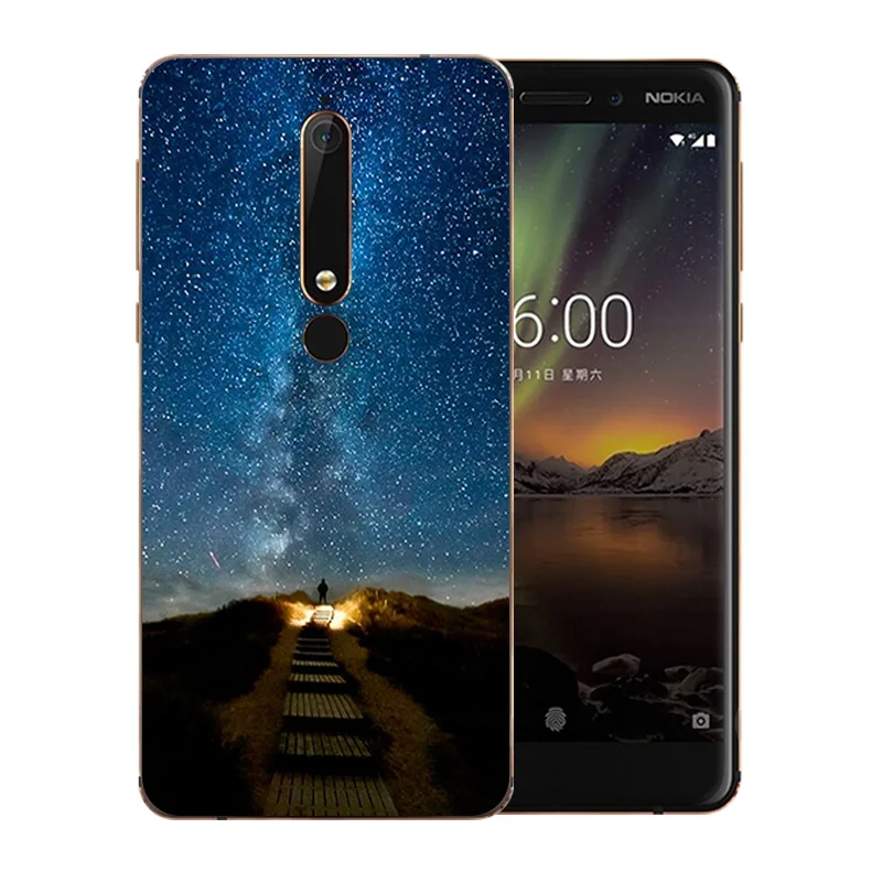 5 дюймов для Nokia 6 2018 чехол телефона второго поколения 2th с узором ночного неба TPU