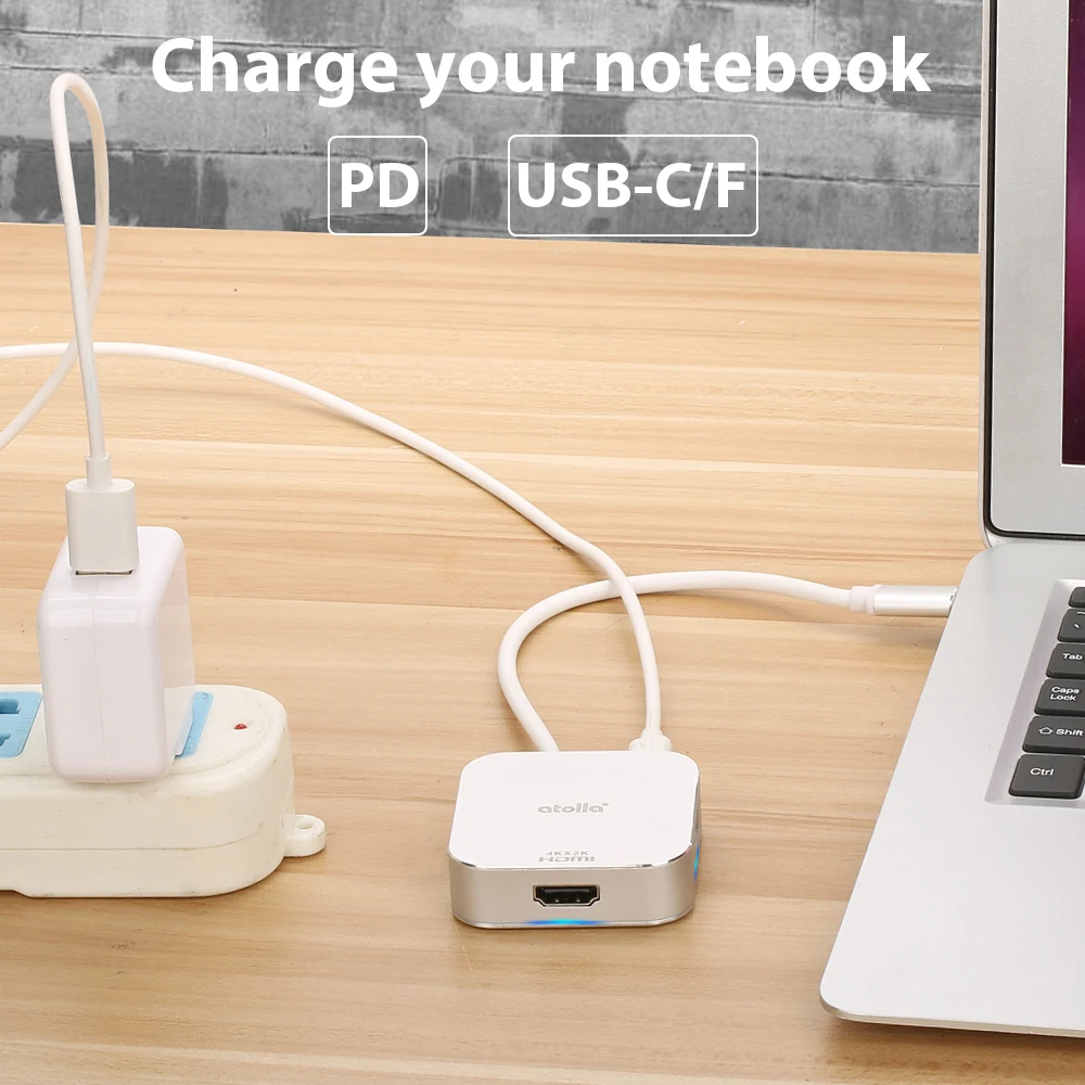 Atolla USB C концентратор 4 порта Micro сплиттер с 3 1 Type адаптер питания и 2 0 для ПК Macbook Pro |