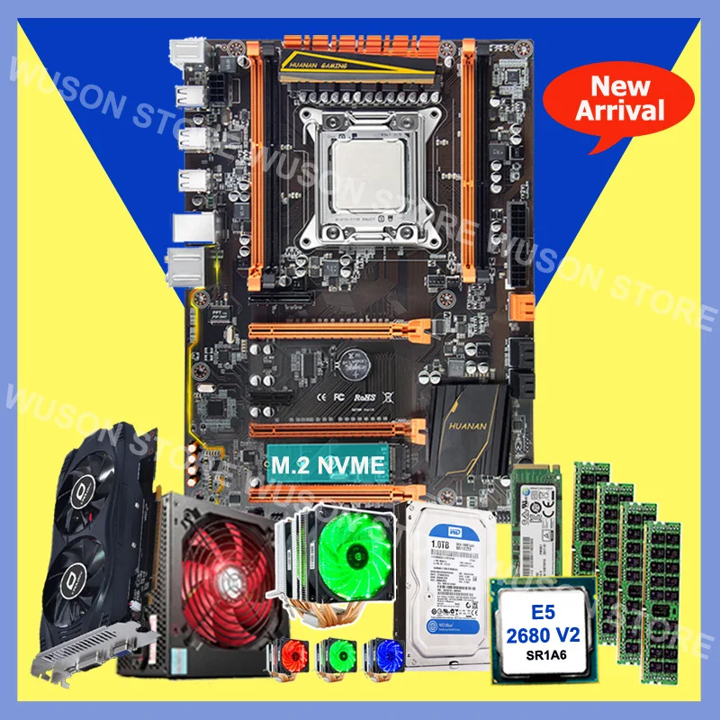 Huanan Zhi X79 deluxe материнская плата с M.2 128G SSD 1 ТБ Сата жесткий диск процессор Ксеон E5 2680 V2 GPU GTX750Ti 2G 4*8G 1600 rec 500 Вт PSU