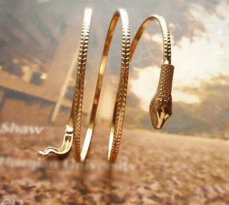 

Hiphop Steampunk gold snake wrap bracelets bangles/korean luxury pulsera mujer/pulseiras femininas/brazalete/gift