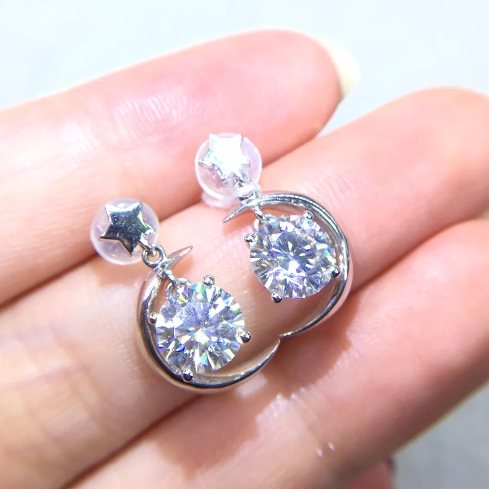 Настоящие хорошие драгоценности из золота 18 карат AU750 G18K 2ct Муассанит Серьги с алмазами для Для женщин изысканные серьги