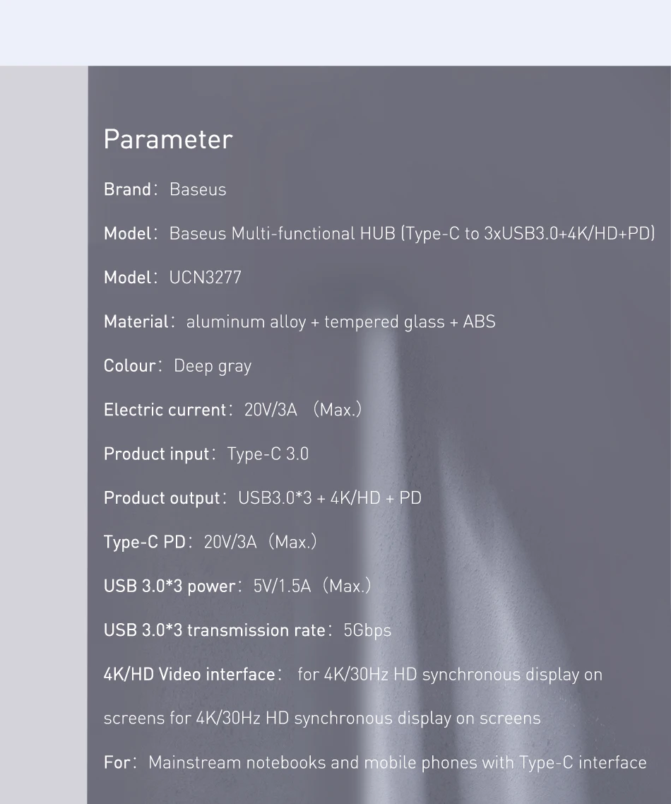 Baseus концентратор USB Type C к HDMI RJ45 Мульти USB 3,0 адаптер питания для MacBook Pro Air iWatch док-станция 3 порта USB-C usb-хаб разветвитель