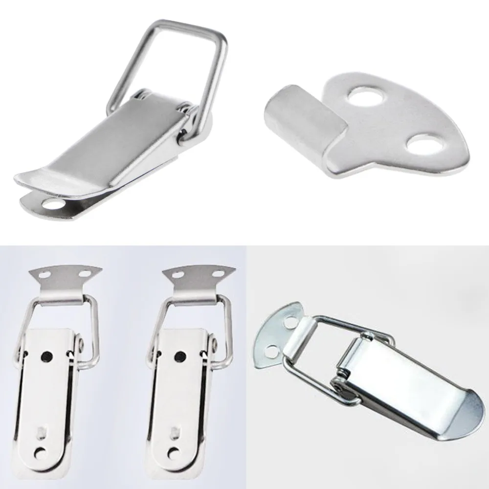 OOTDTY 4 Pcs Hardware Cabinet Boxes Spring Loaded Latch Catch Toggle Hasp Woodworking Tools Home Improvement- |