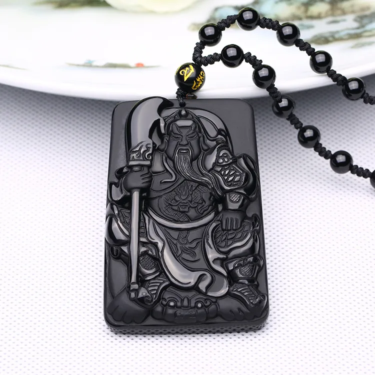 Трехмерная Будда бисера Шторы Природные обсидиана скраб кулон черный Гуаньинь