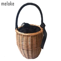 2022 bohemian straw bags fashion beach handbags handmade summer wicker basket bag with ribbons holiday bags mn666